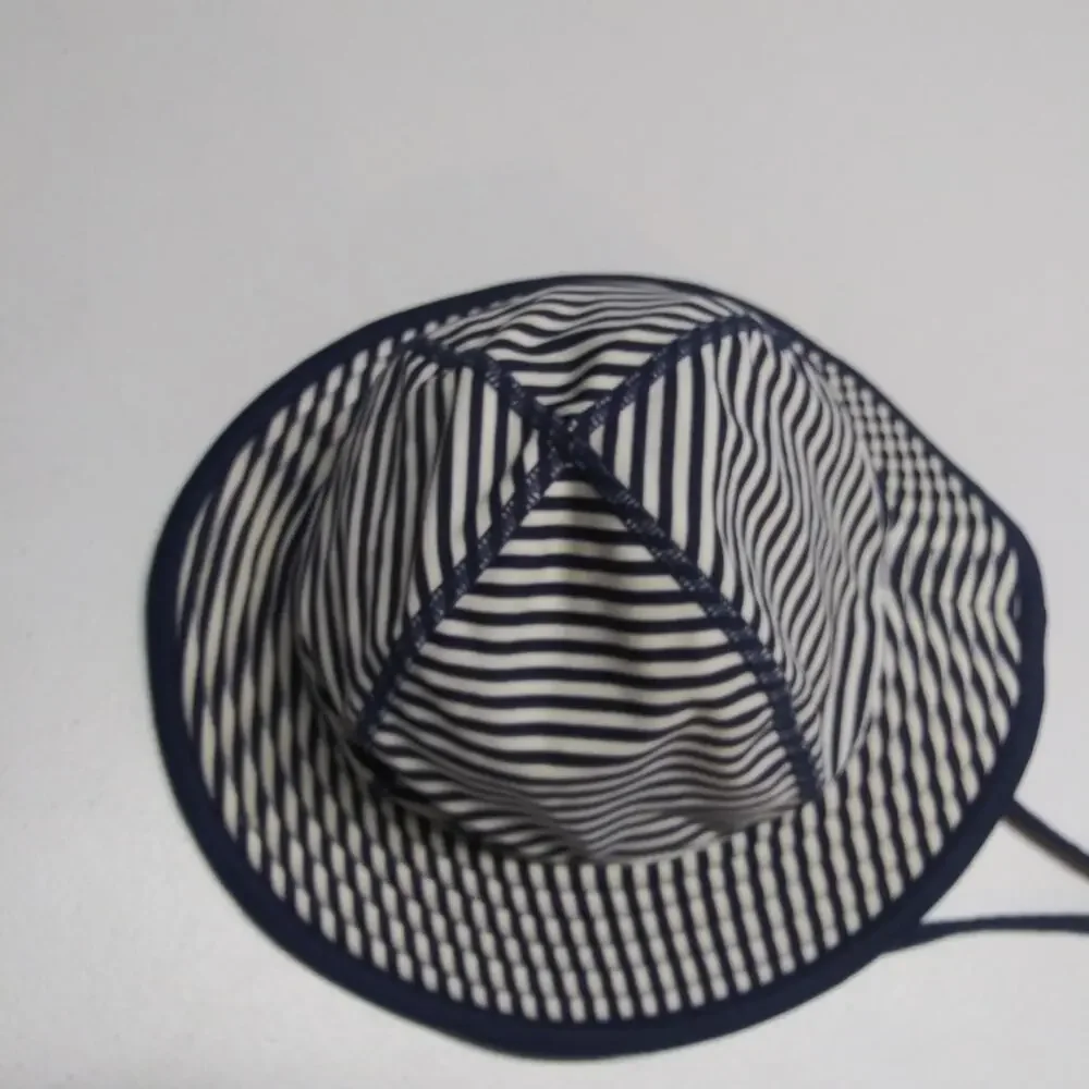 Hanna Andersson Navy Blue Striped Kids Sun Hat Beach Vacation Size XS
